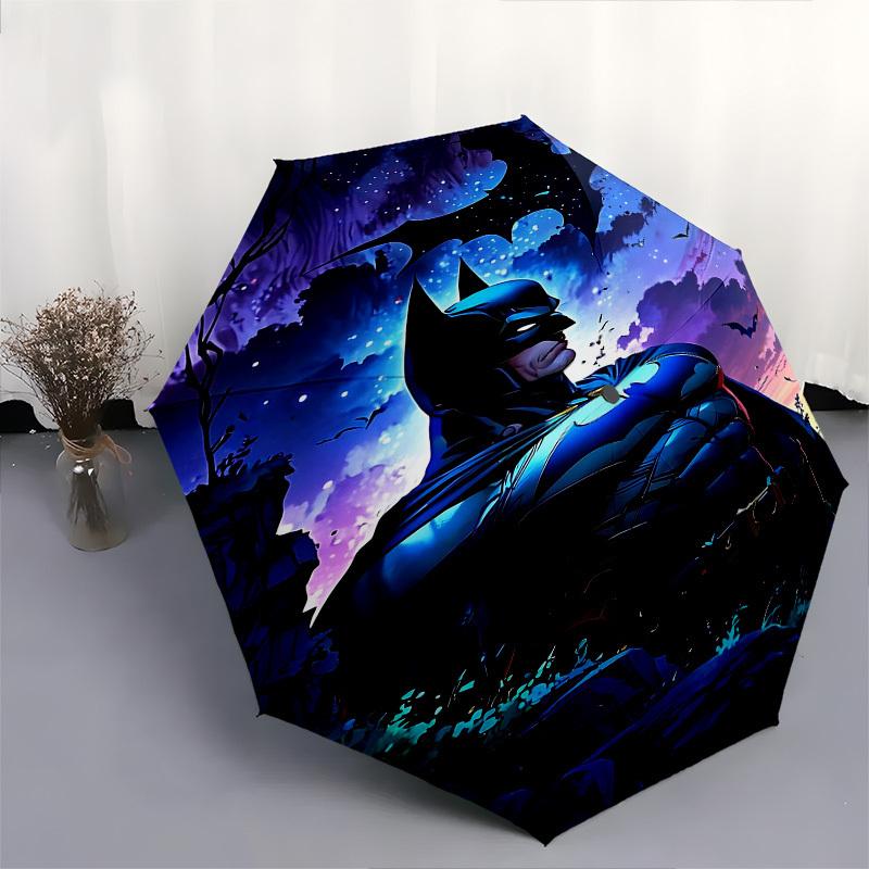 1pc Batman Night Automatic Folding Umbrella - Compact 8-Rib Design, Durable Plastic & Iron1150L