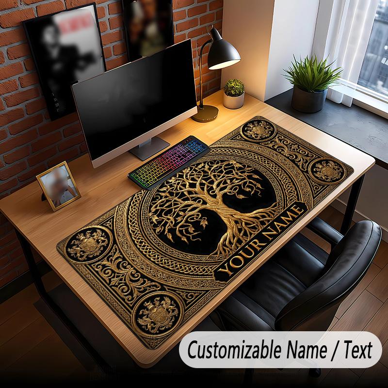 Tree of Life Theme Custom Mouse Pad Personalized With Name Text Customized Desk Mat For Office Home Decor