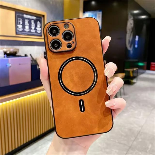 For Magsafe Leather Shockproof Phone Case For iPhone 17 Air 16 15 14 12 13 Pro Max Plus Soft Wireless Charge Cover Cases