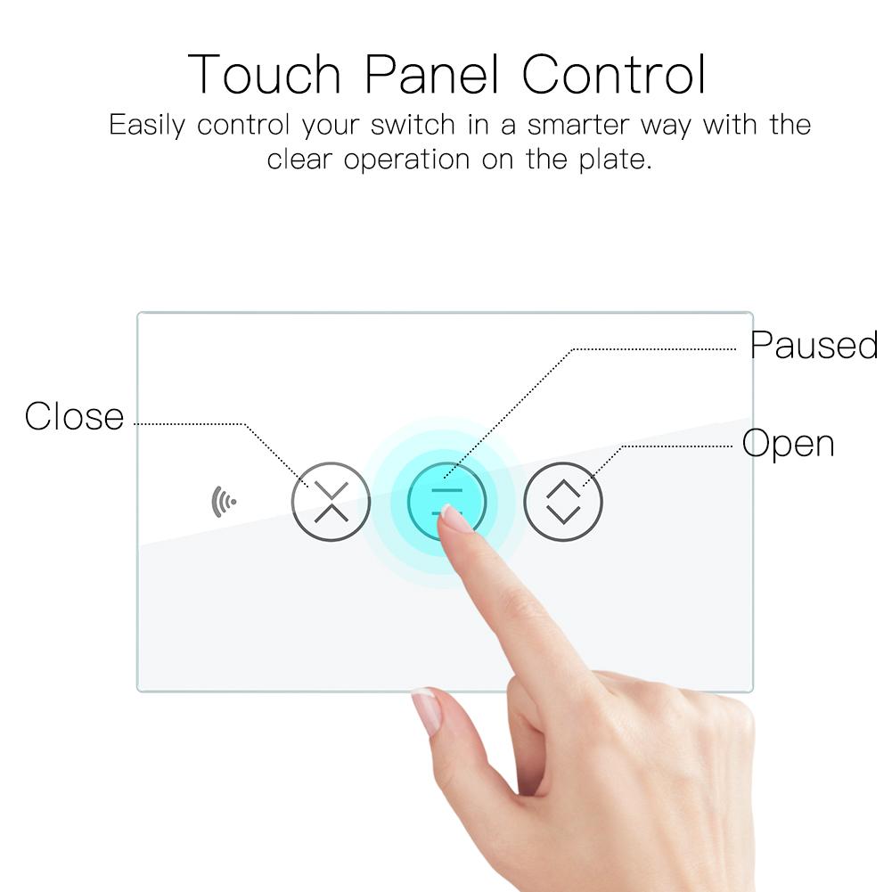 US EU WiFi RF433 Smart Touch Curtain Roller Blinds Motor Switch Tuya Smart Life App Remote Control Works with Alexa Google Home
