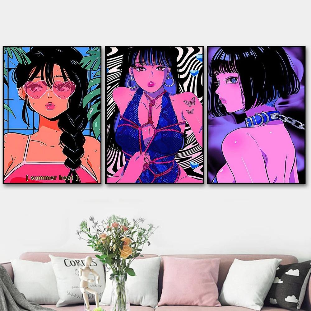 Japanese Anime Sweet Hentai Sexy Girl Canvas Painting Cartoon Poster Kawaii Wall Art Studio Home Decorative Print Wall Paintings