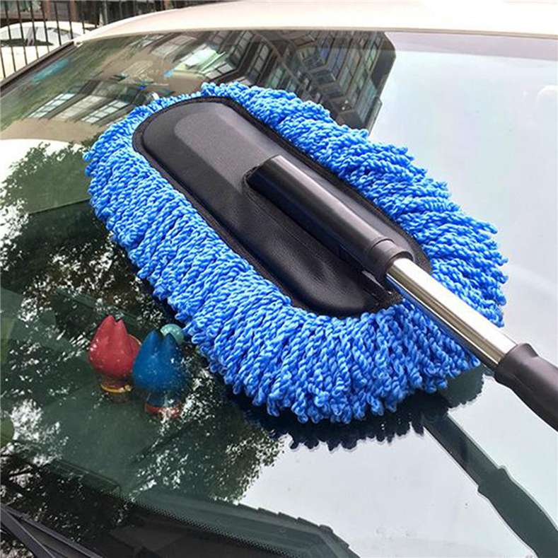 Fregona de limpieza de coche con cepillo de lavado de coche de eliminación de polvo de mango largo retráctil