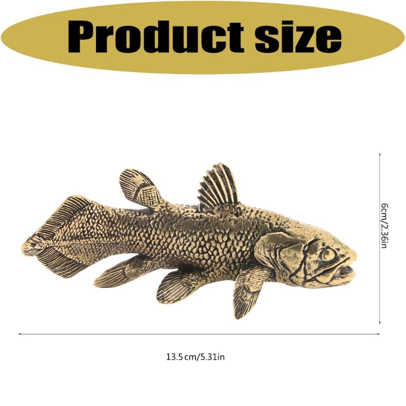 Fish Figurines Gold Metal Animal Figurine Statue Feng Shui Sculptures Toy Decorative Collectible Home Office Decors
