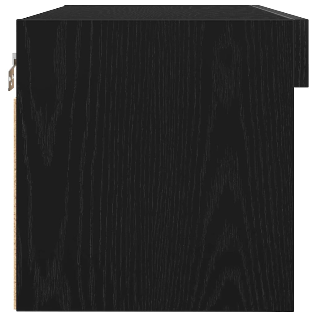 Black Oak Effect Wall Mounted LED TV Cabinet Set 80 X 30 X 30 Cm