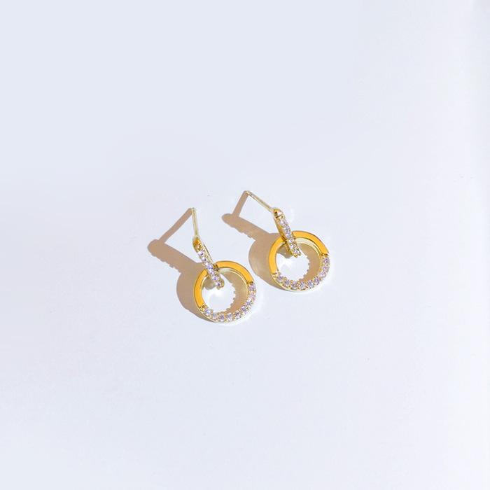 Модные Серьги-Гвоздики Женские, Маленькие Свежие Круглые Серьги, Серьги для Студенток и Офисных Работниц, Инкрустированные Алмазами.