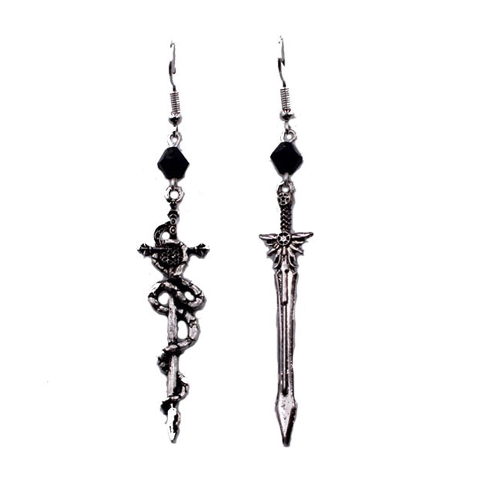 

Sword Earrings for Men Women Alternative Asymmetrical Dangle Earrings Unisex Gothic Earrings Halloween Jewelry Gift 1