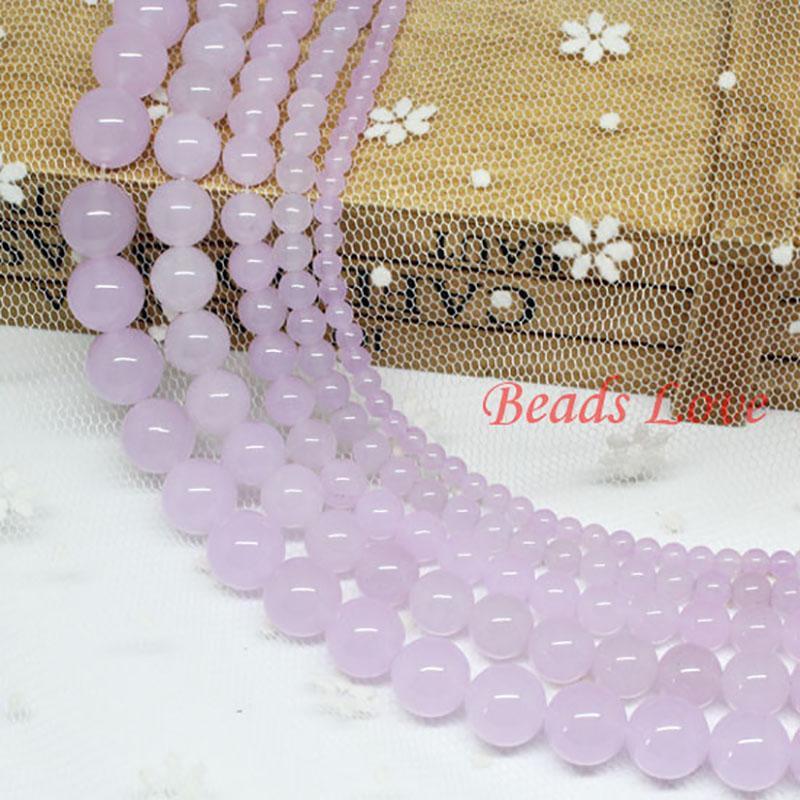 4-12mm Natural Round Lavender Chalcedony Jades Beads Loose Spacer Stone Beads For Jewelry Making DIY Handmade Bracelets 15Inch