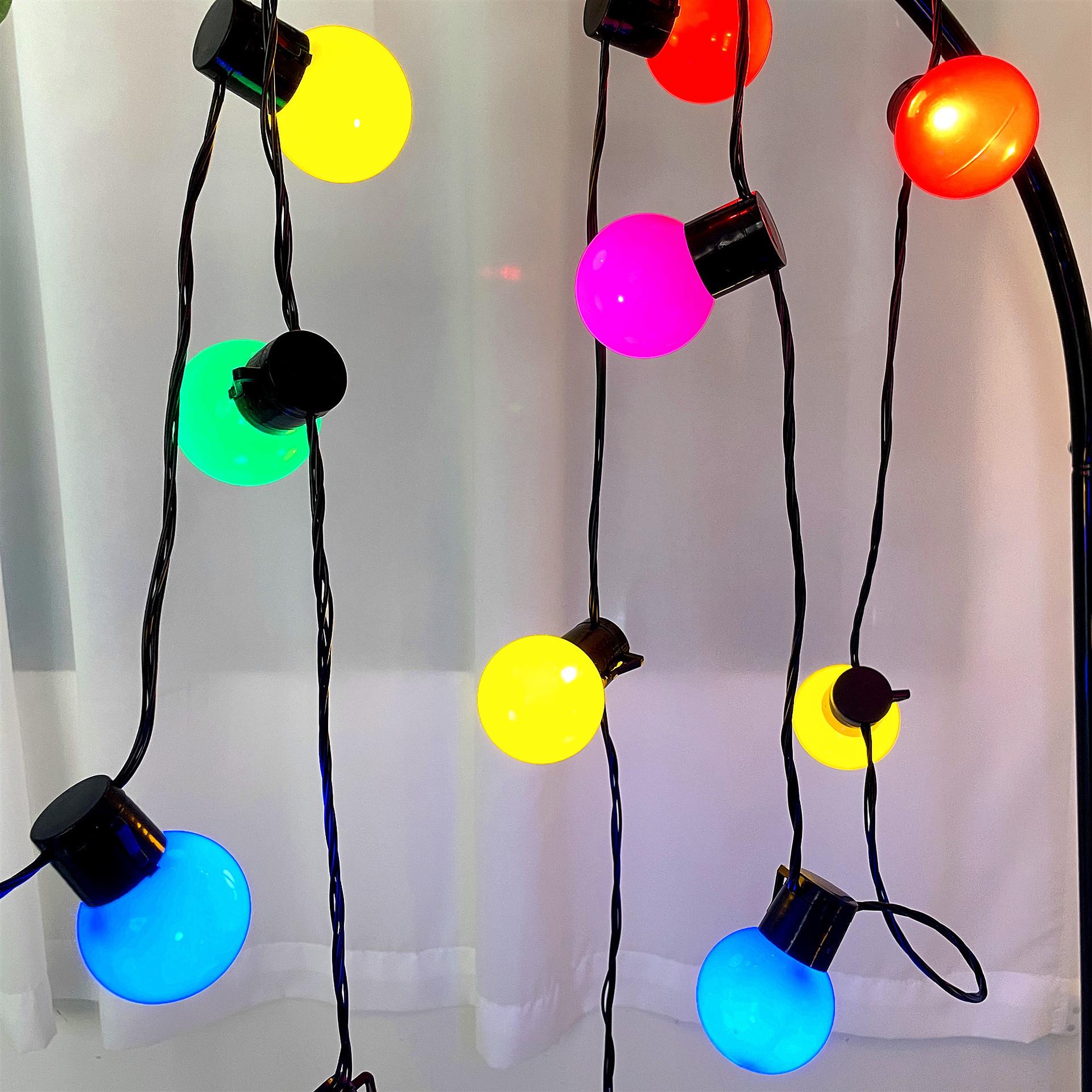 Outdoor Solar LED Globe String Lights for Patio and Camping 5m 20 lights USB (black high-brightness)
