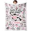 Cute Kitten Cartoon Flannel Throw Blanket Multi Cat Floral Paw Print Soft Warm Blanket for Cat Lover Girl Bedroom Sofa Gift