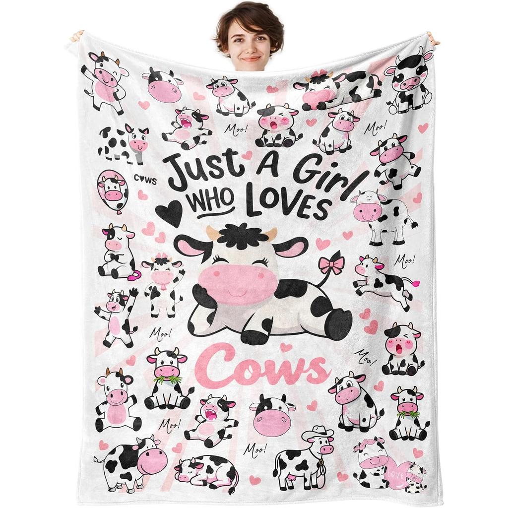 Cute Kitten Cartoon Flannel Throw Blanket Multi Cat Floral Paw Print Soft Warm Blanket for Cat Lover Girl Bedroom Sofa Gift