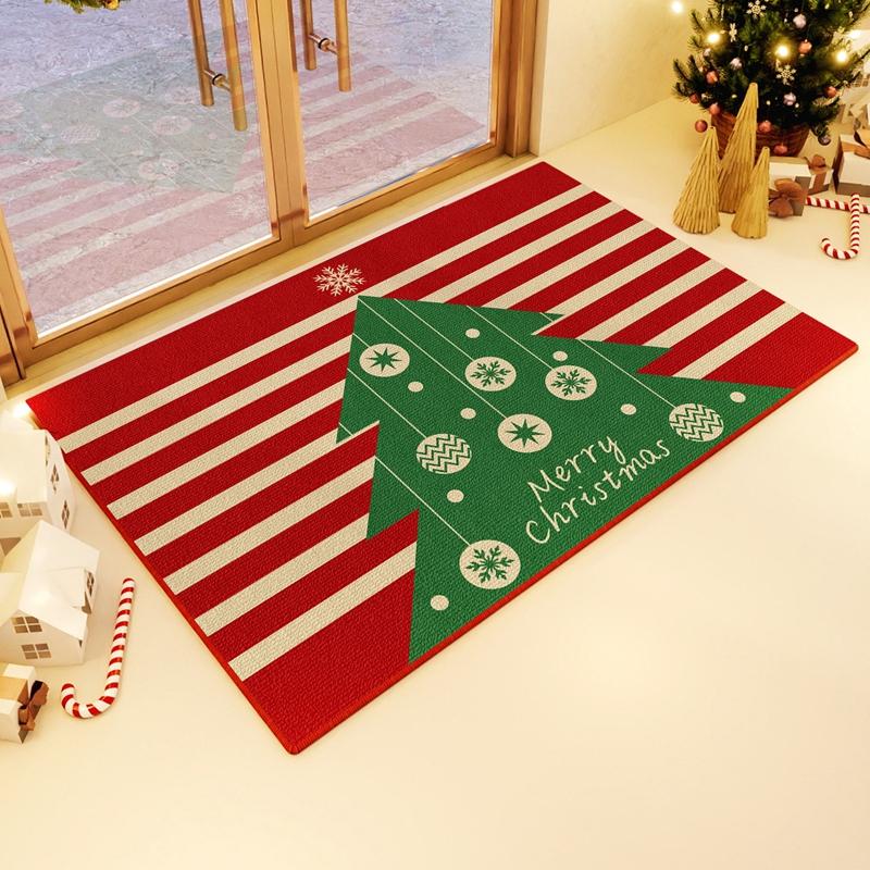 VIKAMA Christmas Durable Anti-Slip Floor Mat for Bedroom, Living Room, Entrance Door - Washable, Non-Greasy, Home Decoration