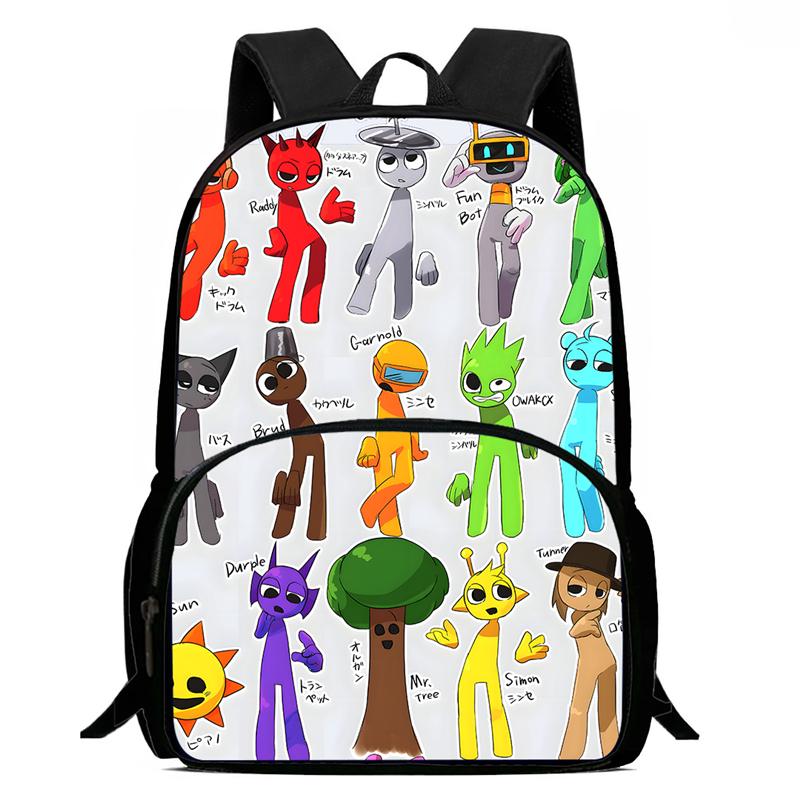Zaini Scolastici Cartoni Animati per Bambini Sprunki Stampato Zainetto per Bambini, Zaini di Grande Capacità per Studenti dell'Asilo, Borse per Bambini e Bambine