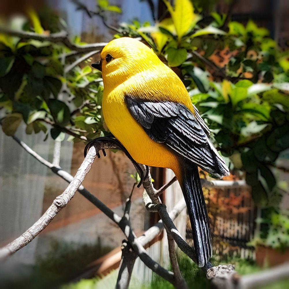 Garden Decor Resin Bird Ornament Cute Simulation Animal Statue Decorative Miniatures Sculpture Flower Pot