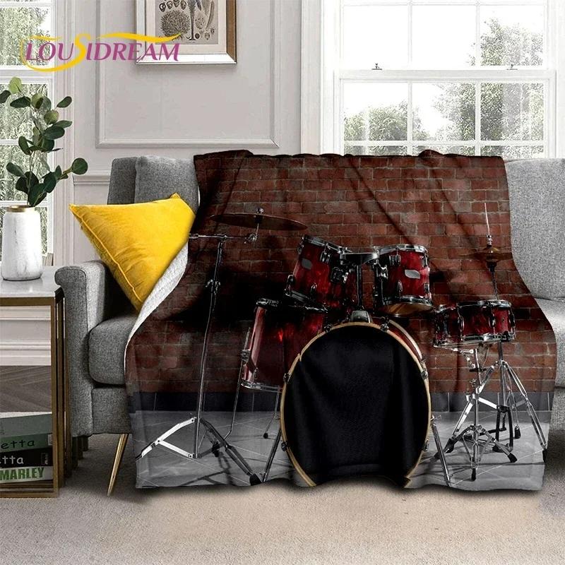 Drum Kit Drum Stand Set Music Instruments Soft Flannel Blanket for Beds Bedroom Sofa Picnic,Throw Blanket Outdoor Leisure Gift