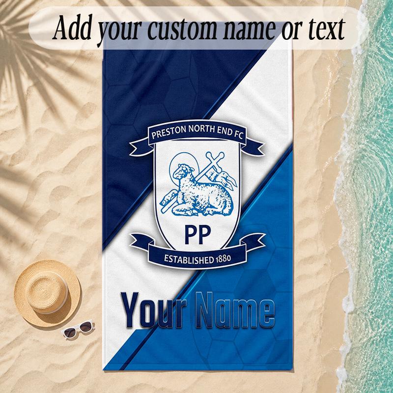 Beach TowelPreston North End Custom Name Text Personalized Soft Towel for Beach Pool Indoor Home Decor Gift