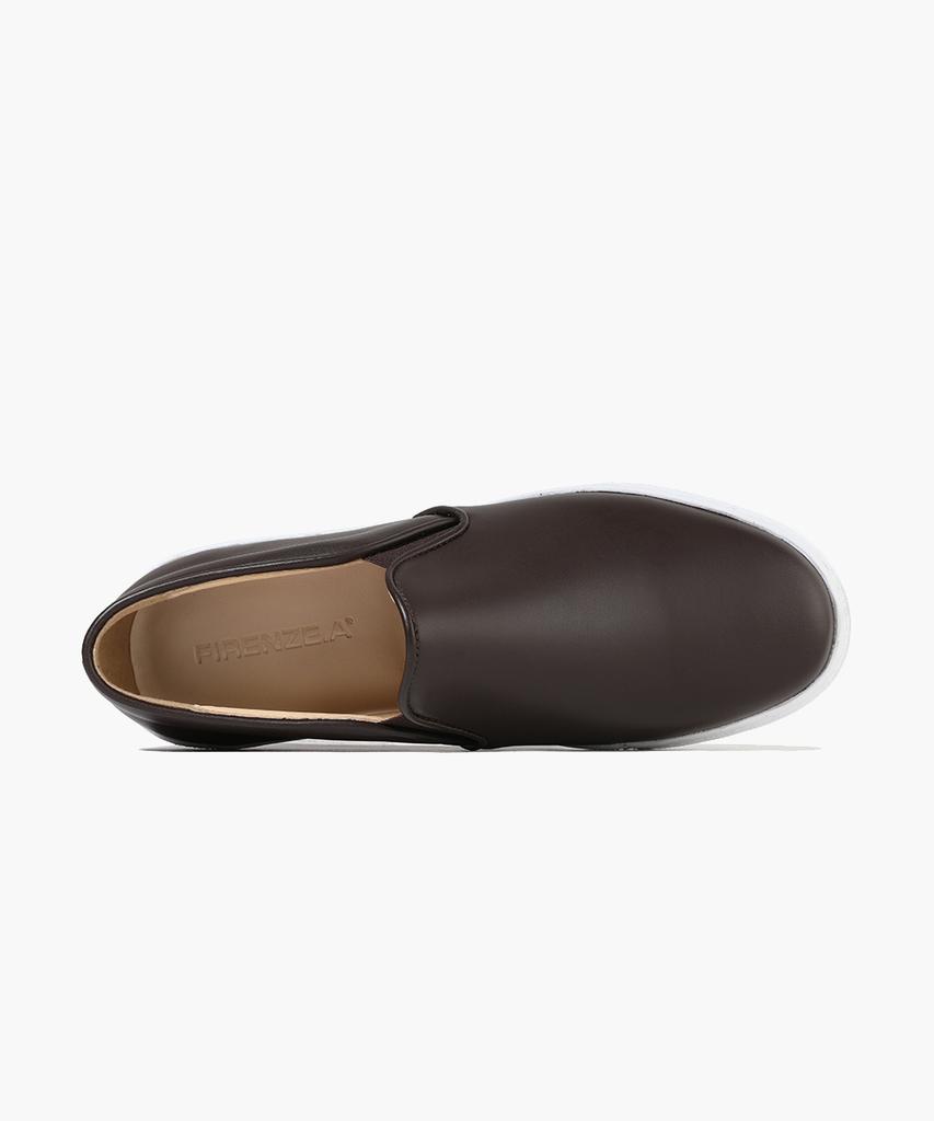 Firenze Atelier Full-Grain Cowhide Basic Unisex Slip-On 4005-F [Brown Fg]