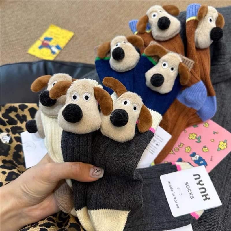 Personalizované módní ponožky 3D kreslené ponožky s velkýma ušima, plyšové ponožky pro panenky, sladké prodyšné střední ponožky na jaro a podzim