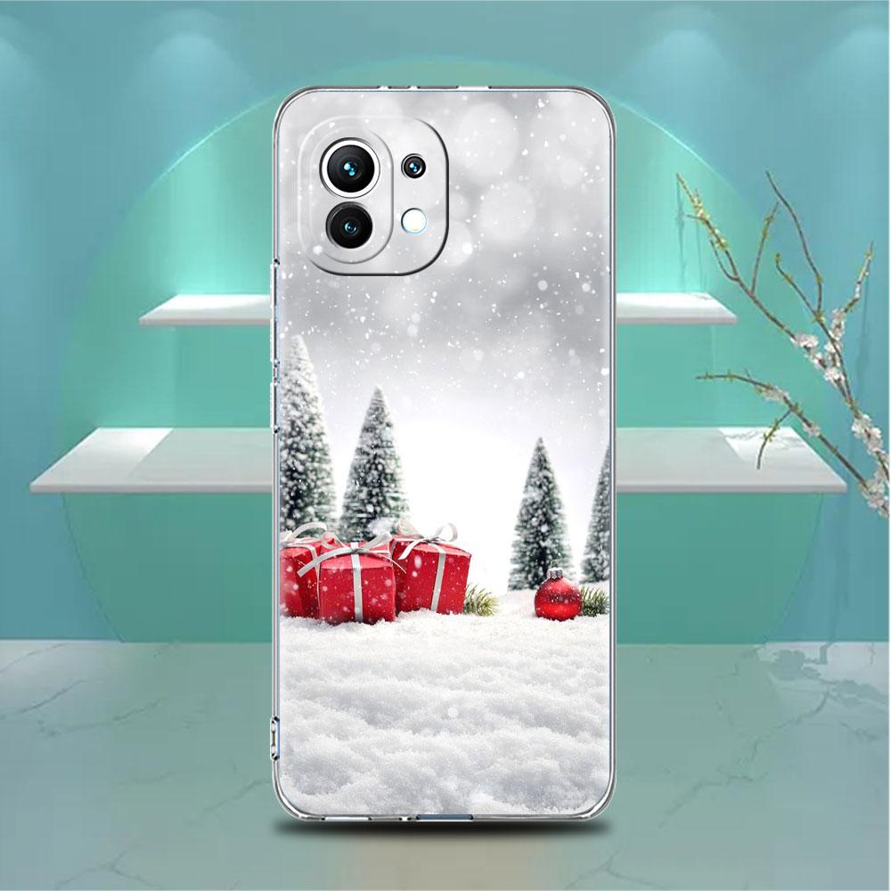 Snowflake Snow Christmas Clear Case For Xiaomi Mi Poco X3 NFC M3 Pro F3 F1 11 Lite 12 Note 10 11T 9T Transparent Phone Cover