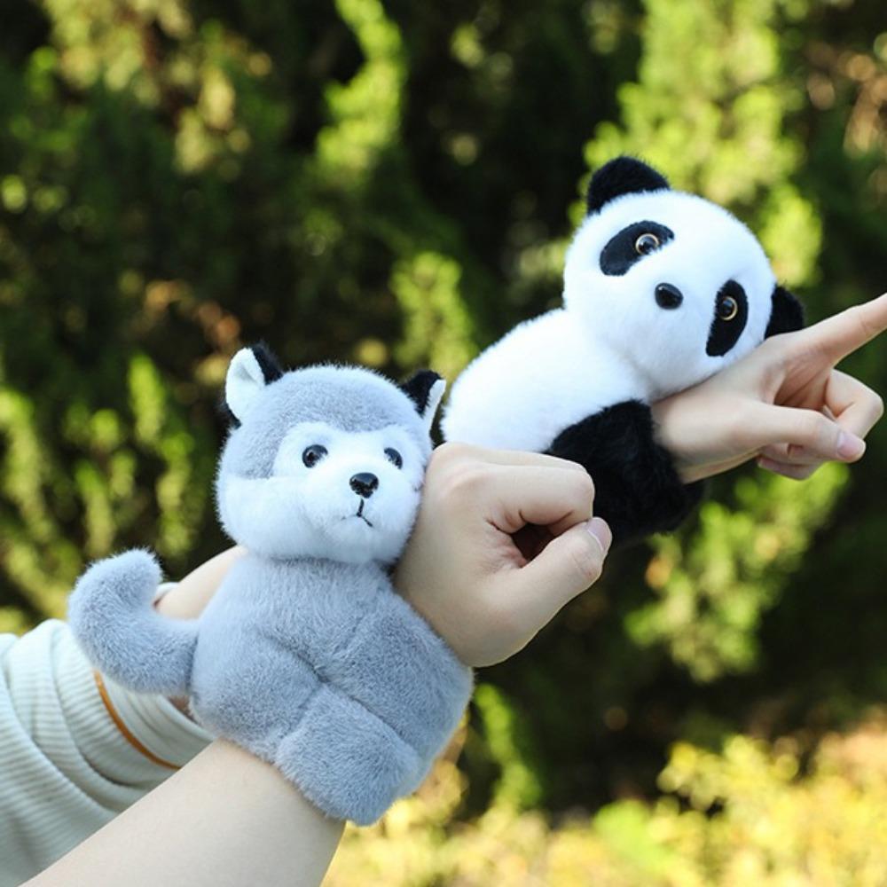 Panda Animal Plush Wrist Band Monkey Plush Doll Slap Bracelet Capybara Slap Bracelet  Children