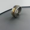 Adjustable Open Ring Men Women Vintage Coin Motif Geometric Silver-Plated Statement Retro Boho Chic Jewelry