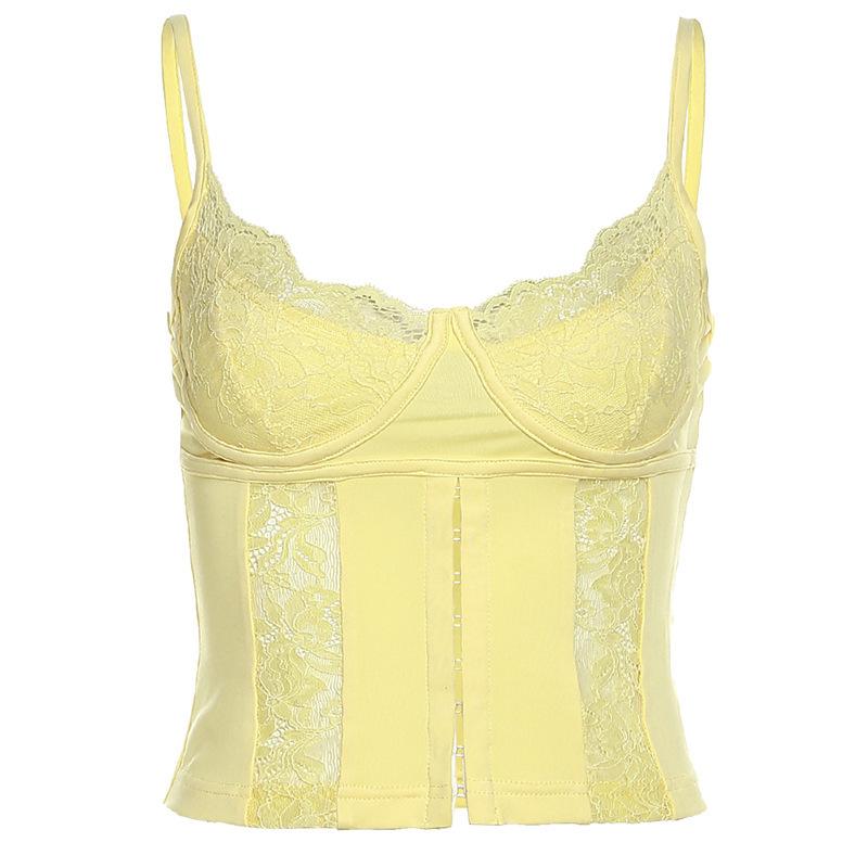 European and American style summer new women's clothing sexy Spice Girls suspender V-neck halter lace small vest