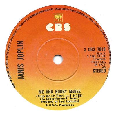 7palcová deska JANIS JOPLIN - Me And Bobby McGee / Half Moon SCBS7019 CBS 1971 UK Rock Použitá