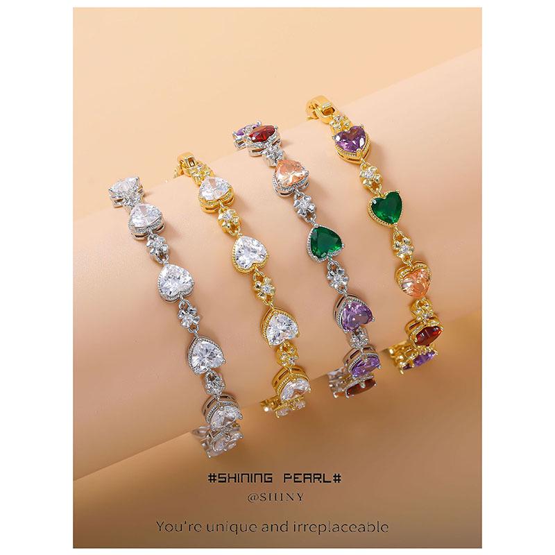 European & American Color Zircon Bracelet - High-End Fashion Women's Jewelry