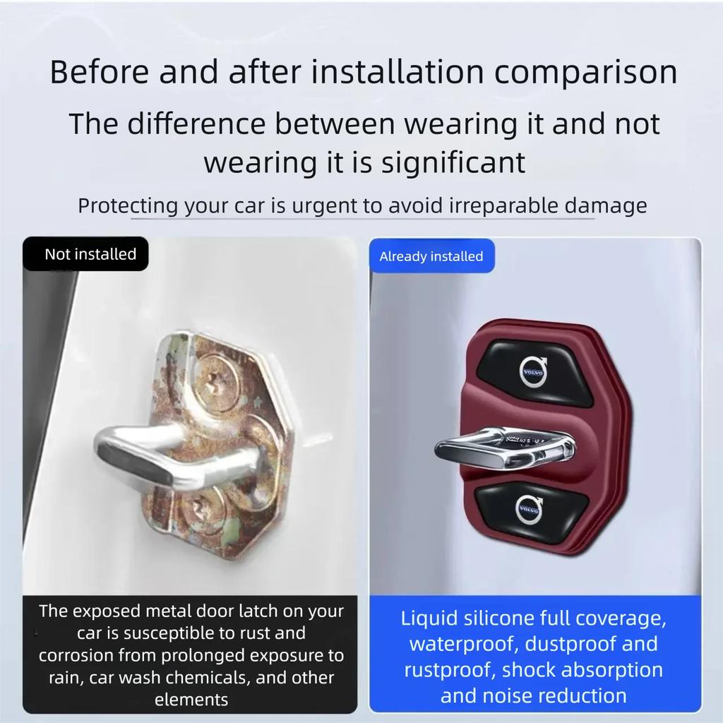Car Silicone Door Lock Cover Protective Cap Sticker Accessories For Volvo Rdesign T6 AWD C30 C70 S40 S60 S70 S80 S90 V40 V50 V60