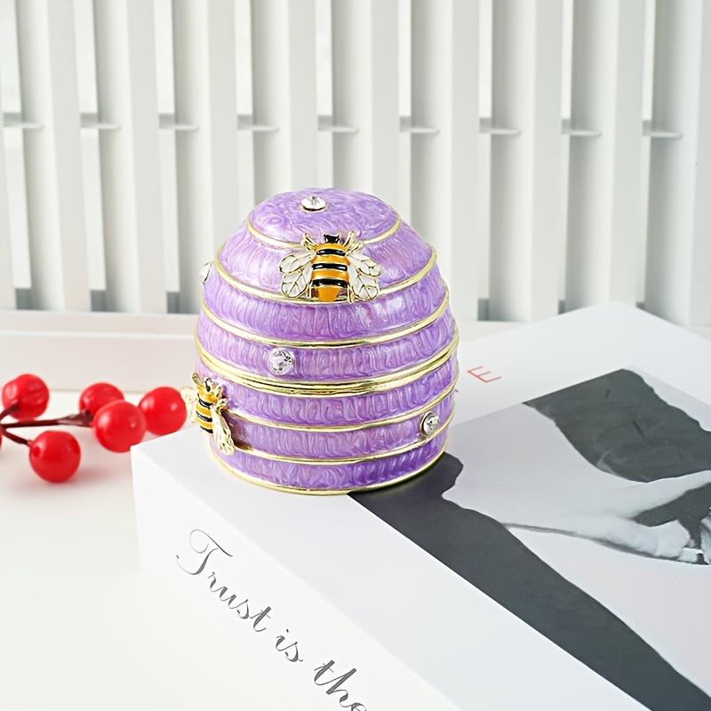 

1pc Handcrafted Enamel Bee Jewelry Box, Metal Decorative Gift Case for Various Room Types, Space Themed, Ideal for Christmas, Easter,Ramadan, фиолетовый