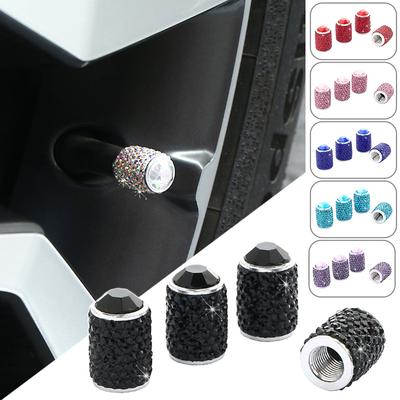 4 Pack Luxury Crystal Car Tire Valve Cover Diamond Shiny Dust Wheel Cover Metal Valve Core Fashion Car Decoration Accessories