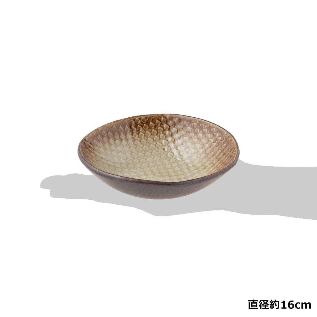Marui Seito Shigaraki Ware Hechimon Bowl/Plate, Diameter: Approx. 16cm, Mosaic, Brown, MR-3-4189