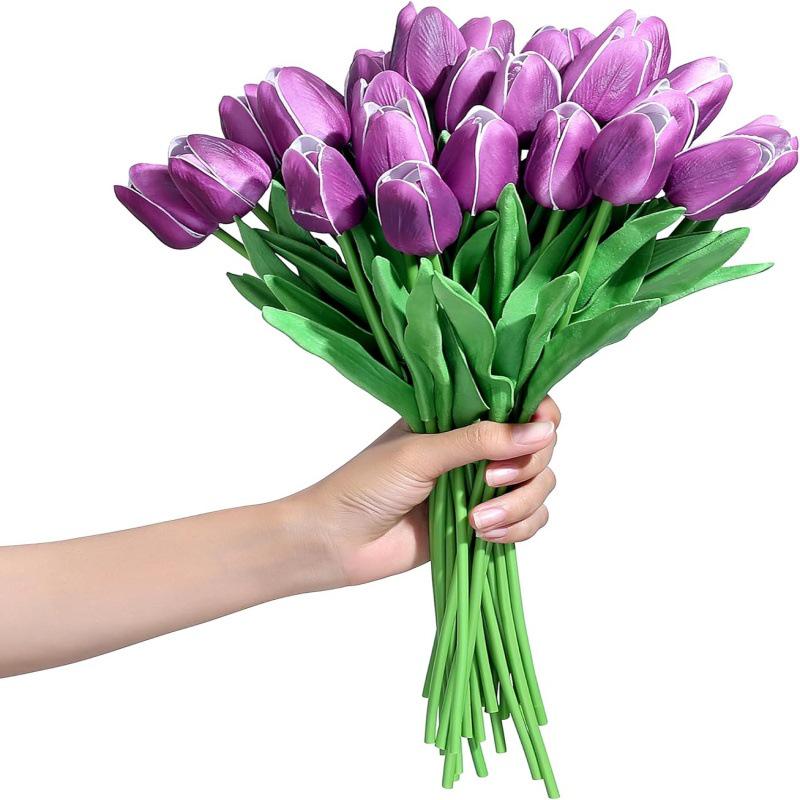 High-End PU Mini Artificial Tulip Bouquet for Living Room