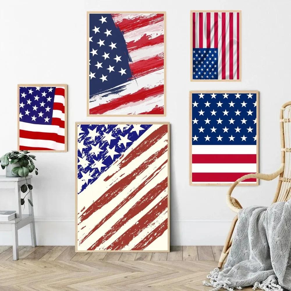 1pc American USA flag  Poster Paper Print Home Bedroom Entrance Bar Cafe Art Painting Decoration