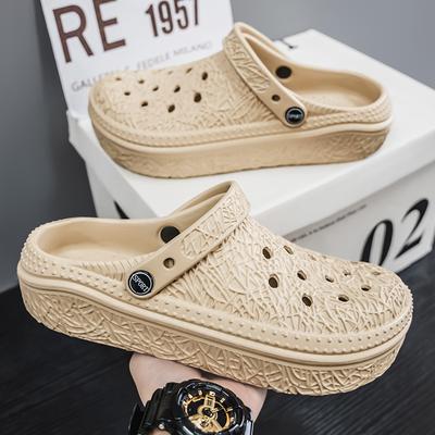 2025 Trendy Men's Hole Shoes Relief Printed Sandals Men's Breathable Sandals Men's Slippers Home Wear Half Tray