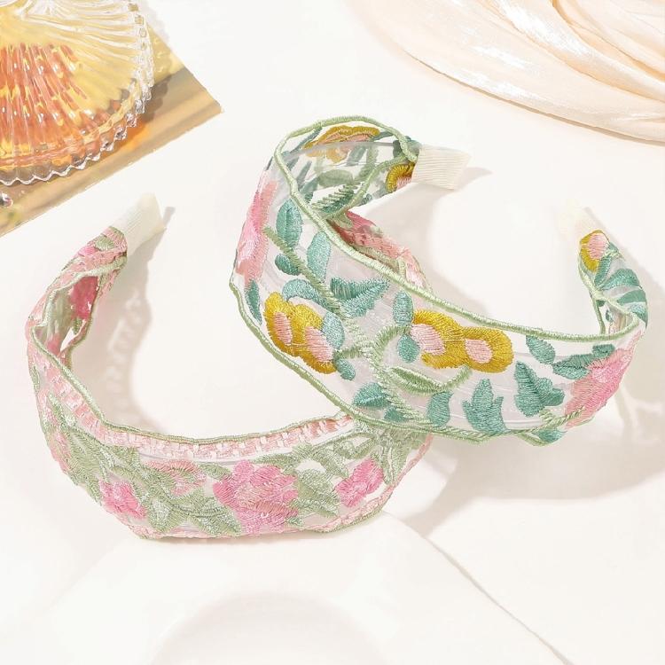 New Chinese Styles Wide Headband with Embroidered Flowers Comfortable High Skull Hairhoop For Everyday Wear Formal Event