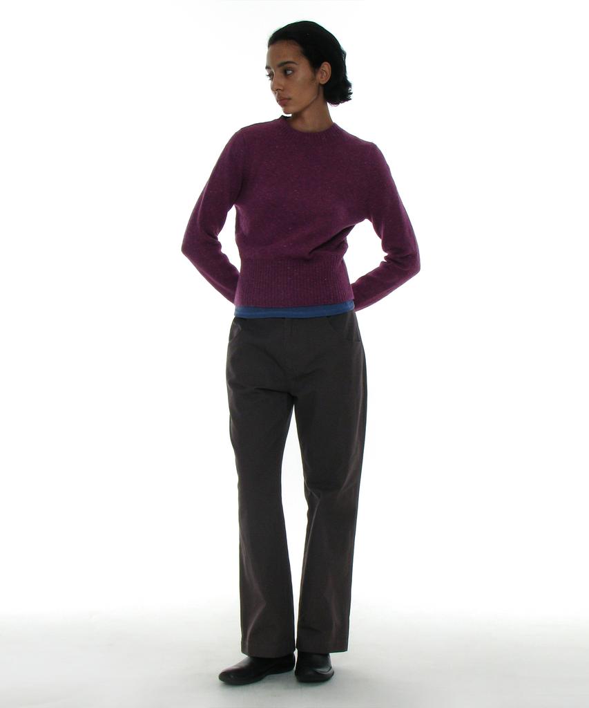 PARTIMENTO WOMEN Gradient Wide Rib Knit Crew Neck_Plum
