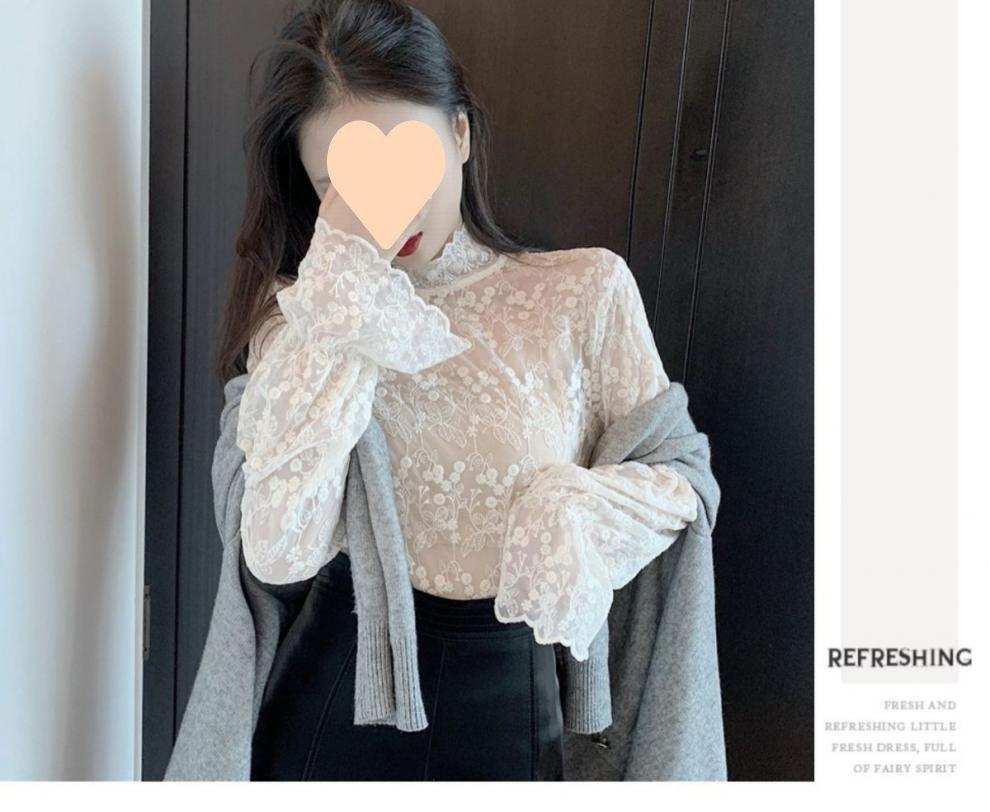 Fairy Lace Mesh Blouse - Women's Fashion See-Through Top for Autumn/Winter 2024