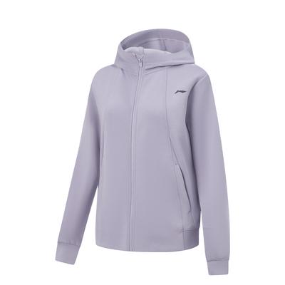 Li Ning Solid Color Zipper Hooded Versatile Cardigan Sweatshirt Women Sweatshirt AWDW078-1