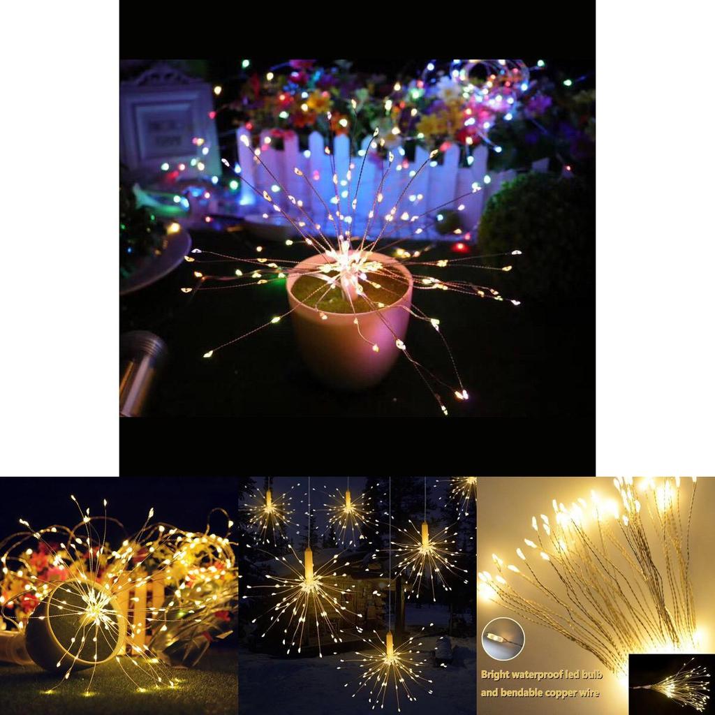 Firework Copper Led Fairy Wire String Lights Remote Control Christmas Decor