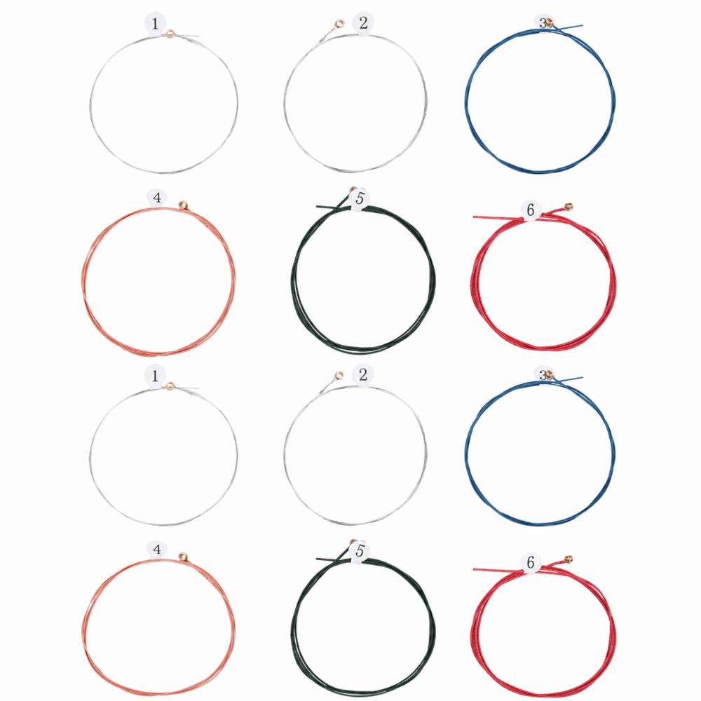 12pcs Multicolor Acoustic Guitar Strings Colorful Coating Metal Strings Acoustic Guitar