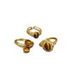 18k Gold Plated Tiger Eye Zircon Coffee Ring - High-End Niche Style Jewelry for Women