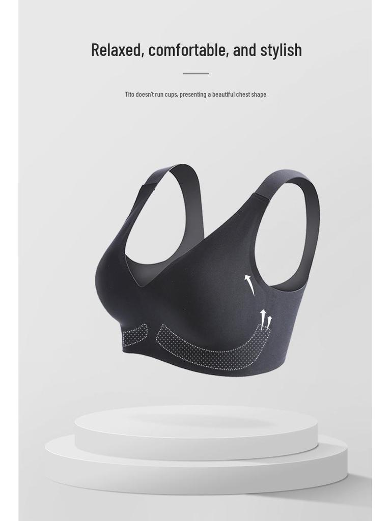 Plus Size Deep V Seamless Wire-Free Bra: C-F Cup, Large Bust Minimizer with Anti-Sagging Side Support