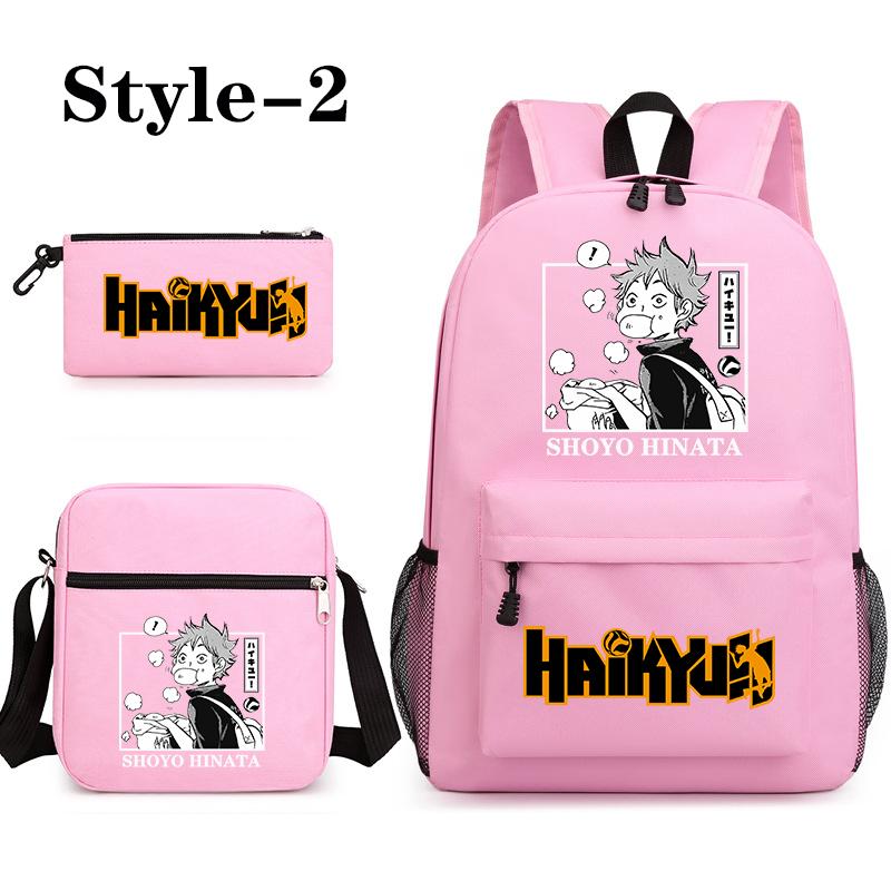 Funny Shoyo Hinata Harajuku Backpack New Anime Pattern 3 Piece Backpack School Large Capacity Zipper Schoolbag Anime Backpacks