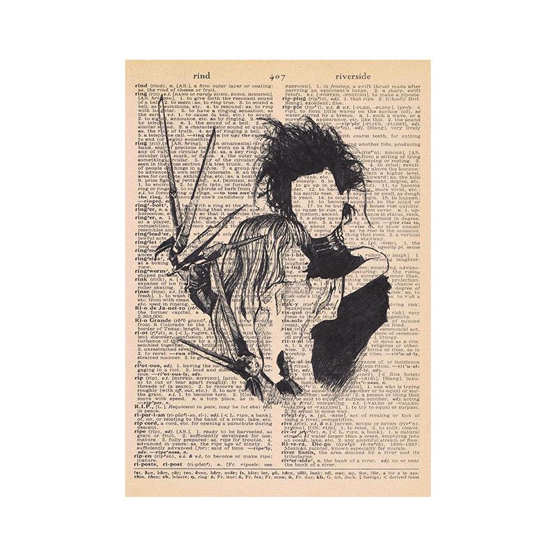 Vintage Abstrakt Black White Edward Scissorhands Classic Film Plakát Wall Art Home Decor Obývací pokoj Ložnice Dekor obrázky