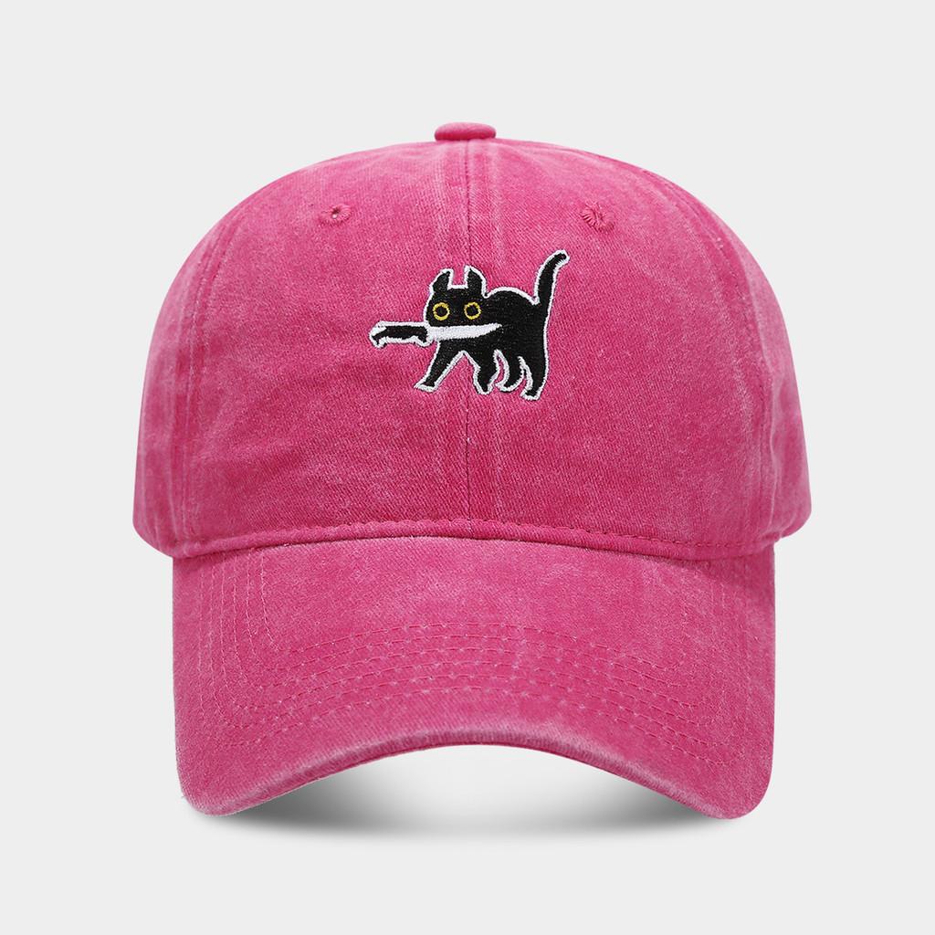 

Animal Cat Embroidered Baseball Cap With Adjustable Strap For Summer Outing рожевий червоний колір