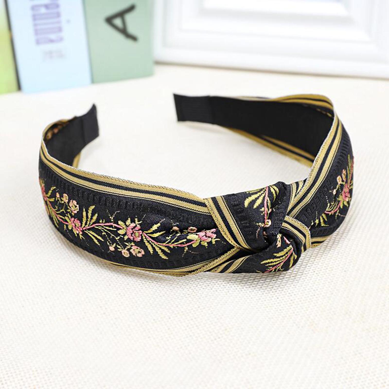 

PROLY Новая Мода Женская Повязка на Голову Узел По центру Цветочная Вышивка Повязка для Волос Высшее Качество Этнический Тюрбан Аксессуары для Волос