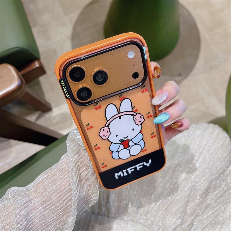 Cute Cartoon Rabbit Orange Border iPhone 14/13/17/16/15 Pro Max Anti-fall Phone Case