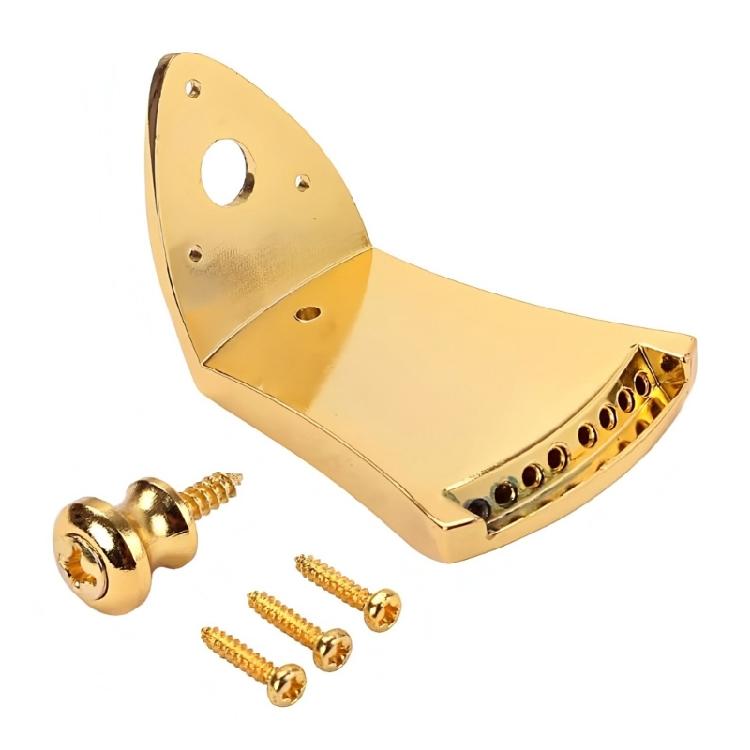 Polished Metal Mandolin Bridge Eight String Tailpiece For Precise String Alignment And Acoustic Resonance