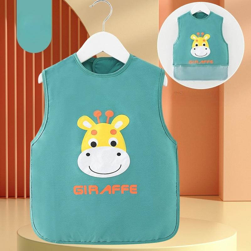 Cartoon Waterproof Kawaii Children Sleeveless Bibs Meal Burp Cloth Anti Dirty Apron Elephant Giraffe Feeding Accessories