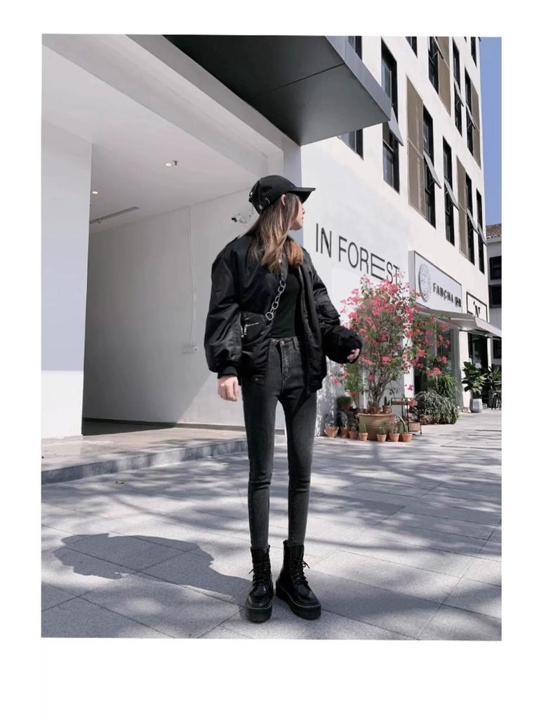2024 Herbst/Winter Damen High Waist Schlanke Graue Samtjeans - Schlankmachende Bleistifthose für zierliche Figuren